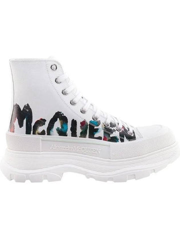 Graffiti Logo Tread Slick Walker Boots White - ALEXANDER MCQUEEN - BALAAN 1