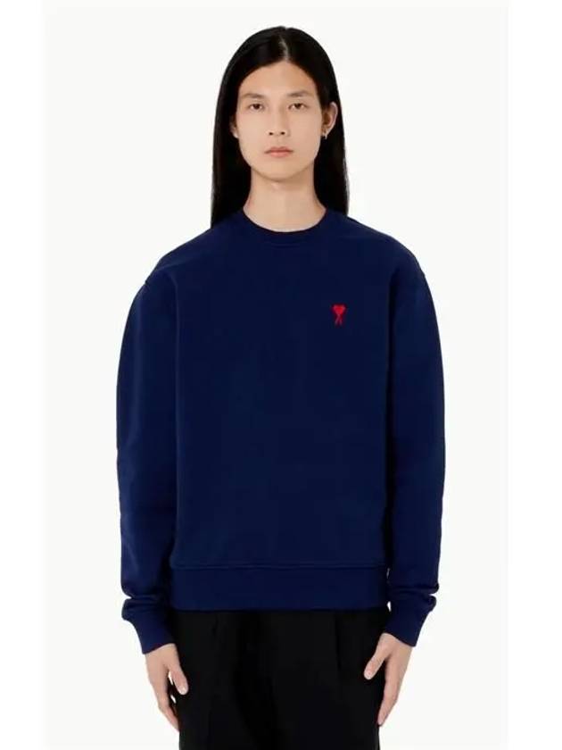 Small Heart Logo Sweatshirt Navy - AMI - BALAAN 4