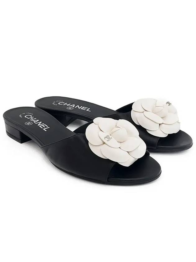 CC Logo Camellia Mule 38 Black White 3ET1654 - CHANEL - BALAAN 2