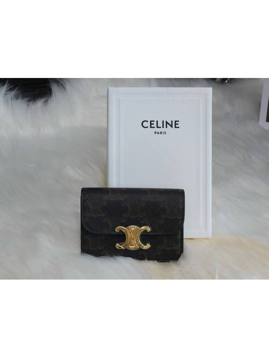 Triomphe Canvas Flap Card Holder Tan Brown - CELINE - BALAAN 2