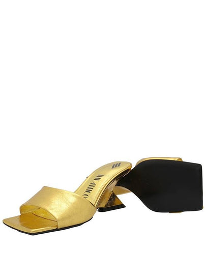 The Attico Ladies Gold Cheope 60 mm Metallic Leather Wedge Mules Brand Size 38 US Size 8 - THE ATTICO - BALAAN 2