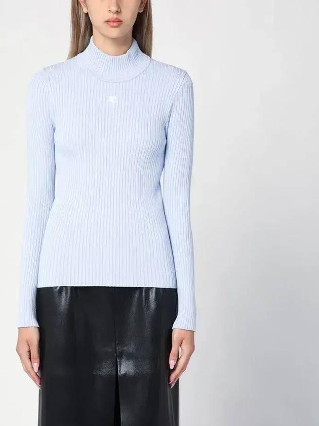 Mockneck Rib Knit Top Blue Sky - COURREGES - BALAAN 2