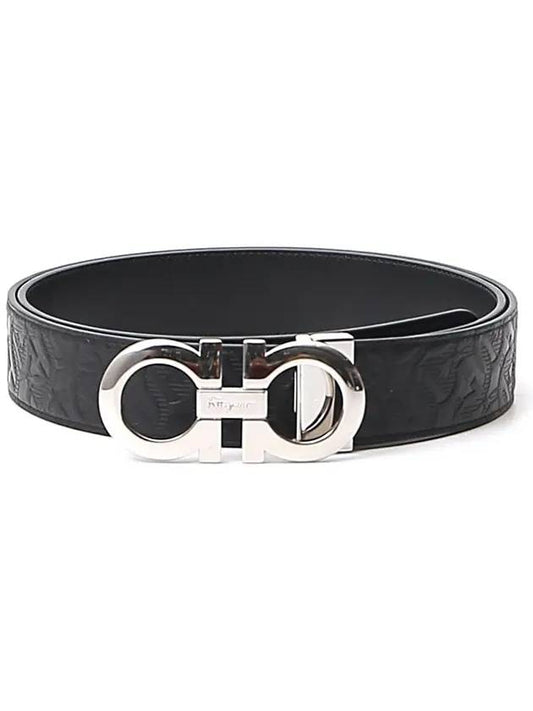 Gancini Reversible Adjustable Leather Belt Black - SALVATORE FERRAGAMO - BALAAN 1