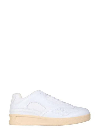 Men's Logo Leather Low Top Sneakers White - JIL SANDER - BALAAN 2