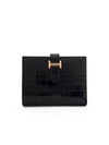 Alligator Vean Half Wallet Black Rose Gold 3HL0161 - HERMES - BALAAN 2