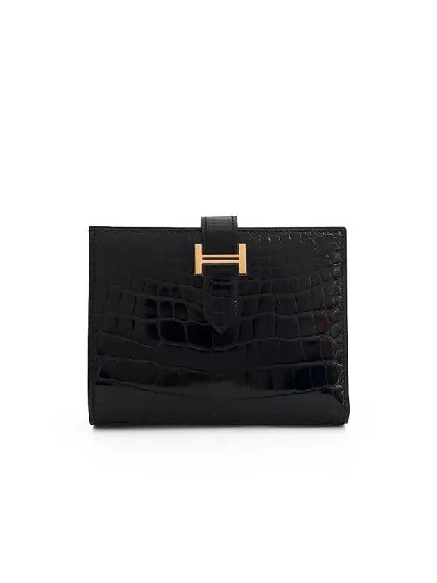 Alligator Vean Half Wallet Black Rose Gold 3HL0161 - HERMES - BALAAN 2