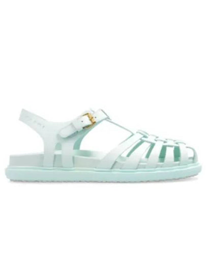 Leather Flat Sandals Light Blue - MARNI - BALAAN 2