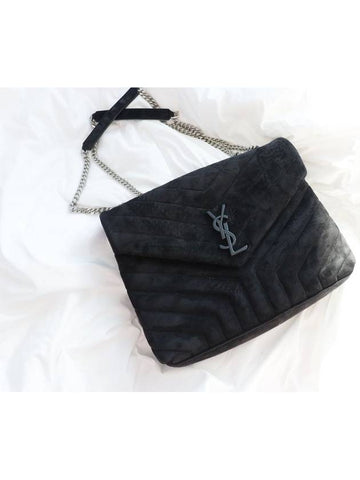 Monogram Lulu Chain Bag Medium Suede Black 669048 1U8E6 1000 - SAINT LAURENT - BALAAN 1