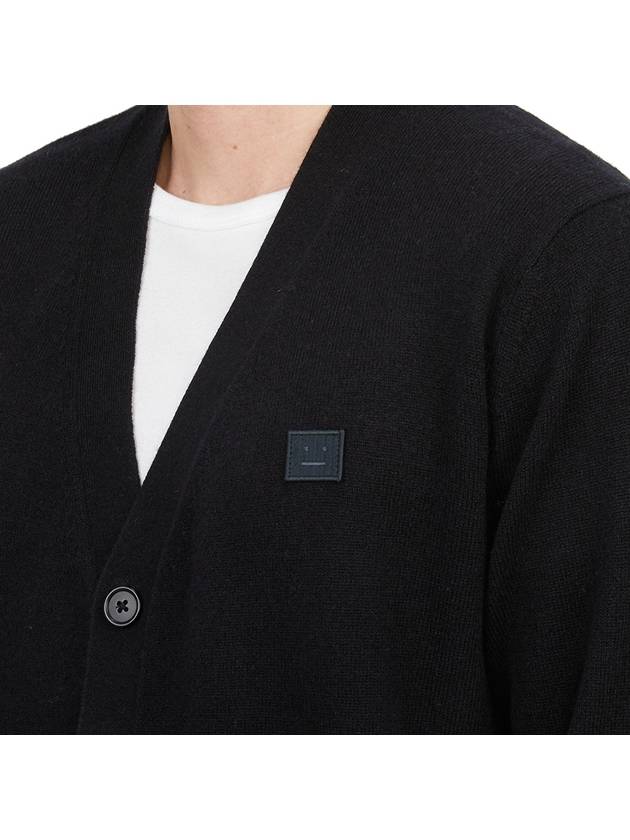 Keve Face Wool V-neck Cardigan Black - ACNE STUDIOS - BALAAN 7