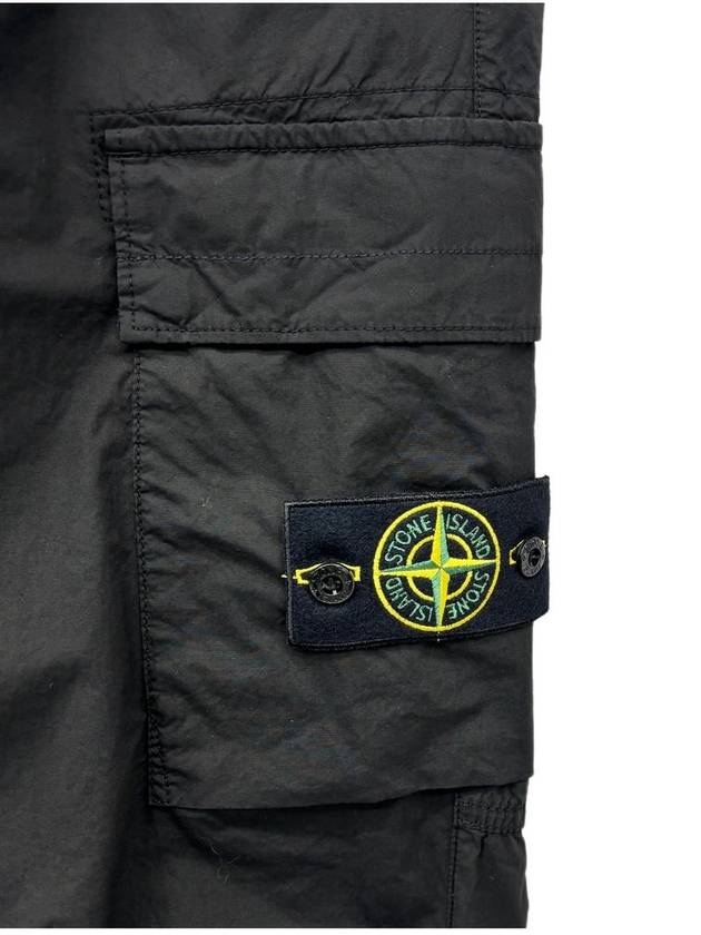 Stretch Cotton Tela Paracadute Cargo Straight Pants Black - STONE ISLAND - BALAAN 4