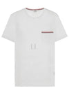 Men's Medium Weight Jersey Tipped Pocket Crewneck Short Sleeve T-Shirt White - THOM BROWNE - BALAAN 2