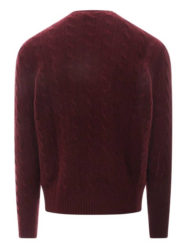 Embroid Logo Cable Knit Top Wine - POLO RALPH LAUREN - BALAAN 3