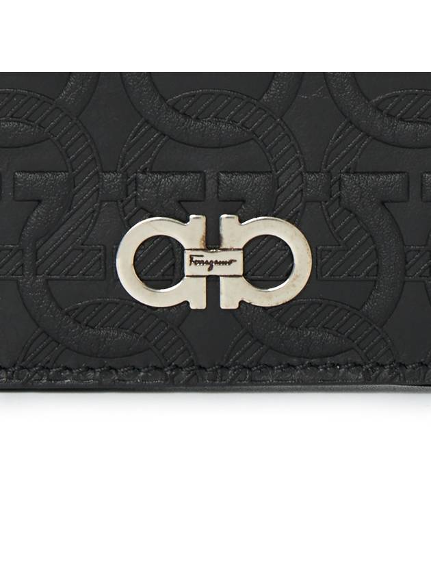 Gancini Embossed Card Wallet Black - SALVATORE FERRAGAMO - BALAAN 6