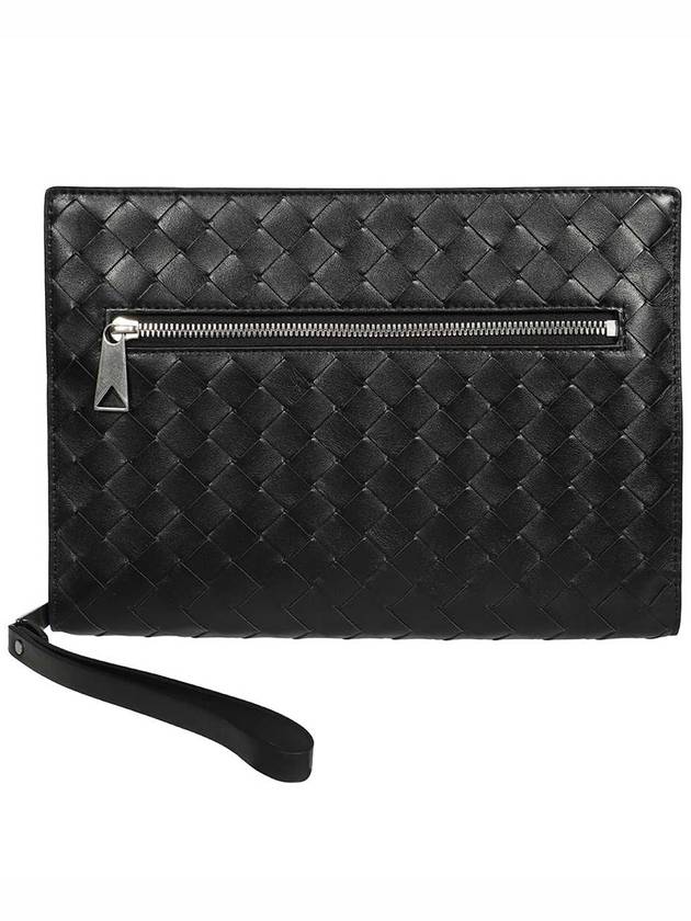 Intrecciato Zipper Small Clutch Bag Black - BOTTEGA VENETA - BALAAN 3