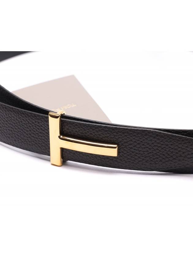 T Logo Reversible Leather Belt Black Brown - TOM FORD - BALAAN 6