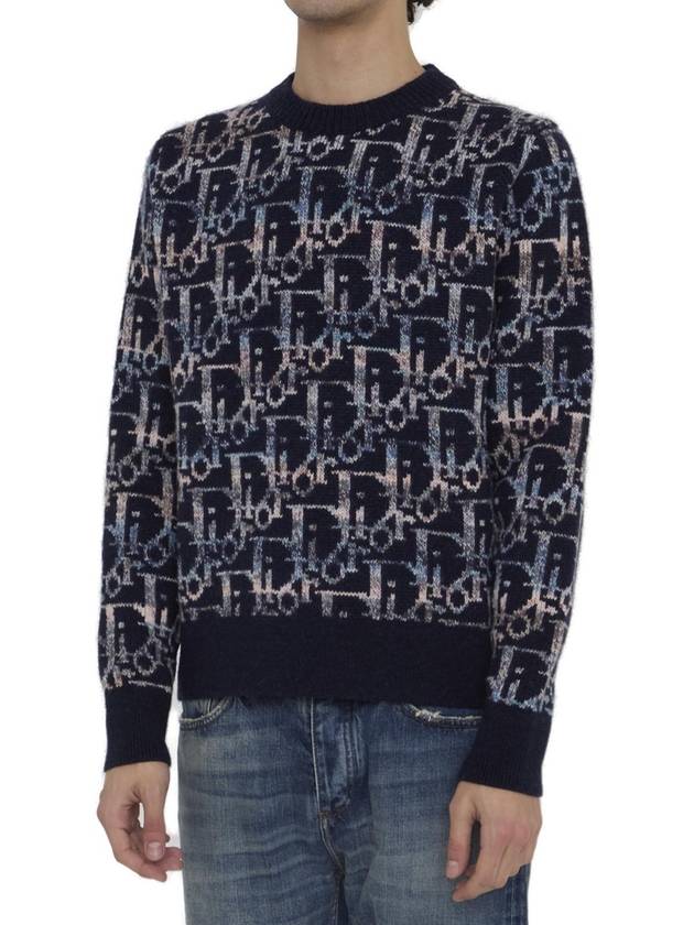 Oblique Jacquard Wool Knit Top Navy - DIOR - BALAAN 4