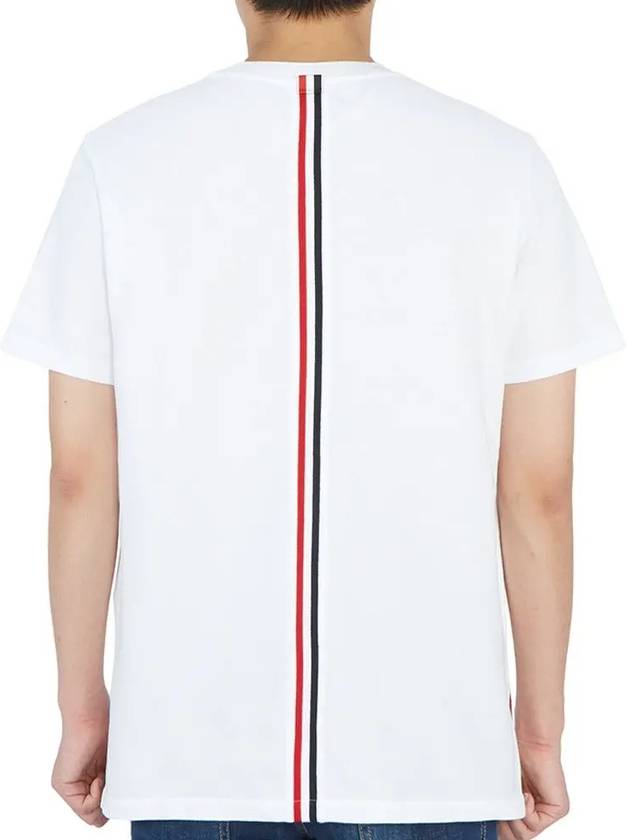 Men's Center Back Striped Short Sleeve T-Shirt White - THOM BROWNE - BALAAN 5