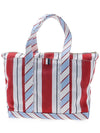 Wash Striped Small Tool Canvas Tote Bag Red - THOM BROWNE - BALAAN 4