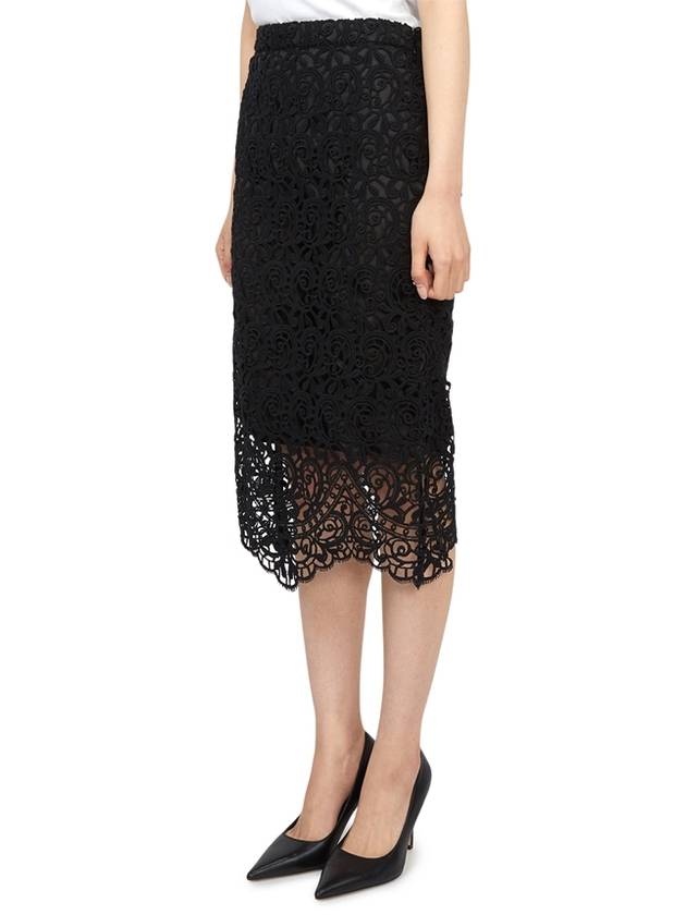 Women's Macrame Lace Pencil Skirt Black - BURBERRY - BALAAN 5