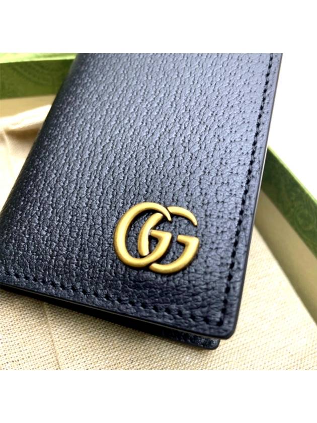 GG Marmont Leather Card Wallet Black - GUCCI - BALAAN 4