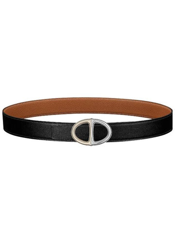 Men s Belt Twin Buckle Reversible Double sided Leather Strap 32mm H073967CAAA - HERMES - BALAAN 1