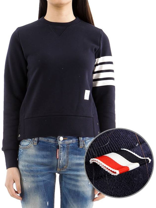 Engineered 4 Bar Stripe Loopback Jersey Knit Crewneck Sweatshirt Navy - THOM BROWNE - BALAAN 2