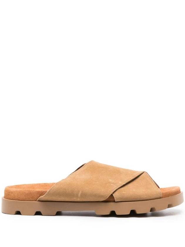 Brutus Cross Strap Nubuck Slippers Beige - CAMPER - BALAAN 1