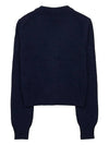 Embroidered Heart Logo Cashmere Cardigan Navy - AMI - BALAAN 3