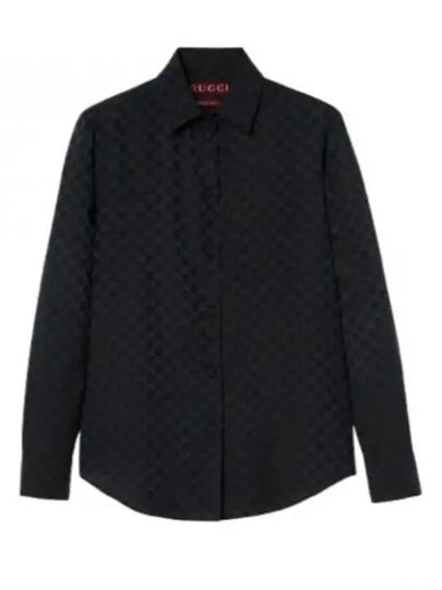 GG Crepe Silk Long Sleeve Shirt Black - GUCCI - BALAAN 2