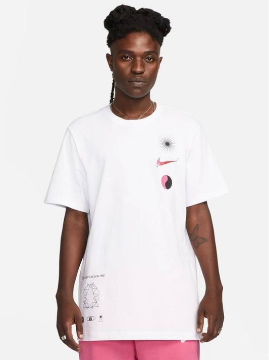 Men's Logo Graphic Print Short Sleeve T-Shirt White - NIKE - BALAAN 2