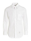 Men's Grosgrain Placket Solid Poplin Long Sleeve Shirt White - THOM BROWNE - BALAAN 2