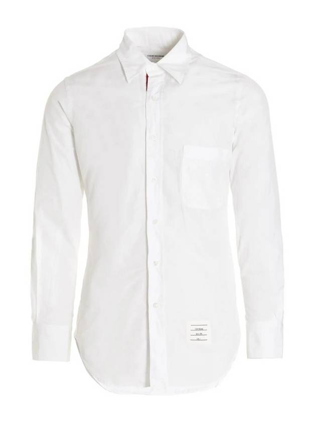 Men's Grosgrain Placket Solid Poplin Long Sleeve Shirt White - THOM BROWNE - BALAAN 2