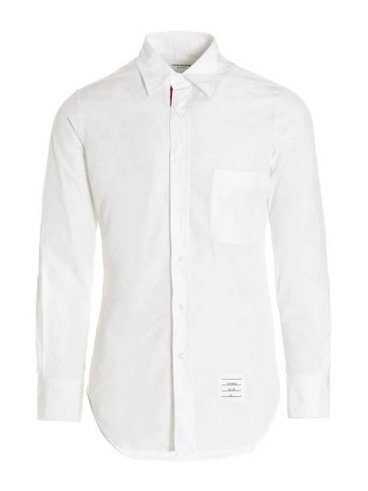 Men's Grosgrain Placket Solid Poplin Long Sleeve Shirt White - THOM BROWNE - BALAAN 2