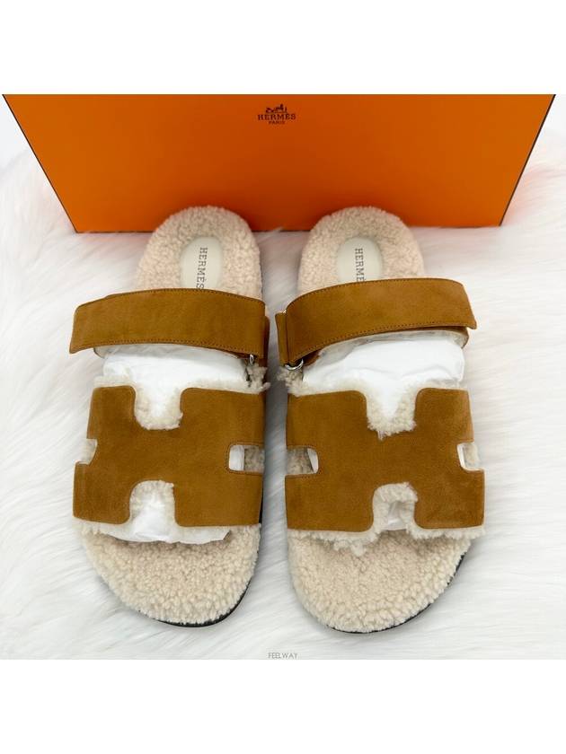 Chypre Shearling Men s Sandals Slippers - HERMES - BALAAN 3