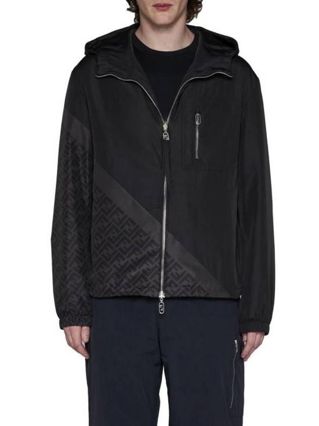 Nylon Windbreaker Jacket Black - FENDI - BALAAN 4