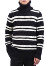 Striped Wool Turtleneck Black - SAINT LAURENT - BALAAN 2