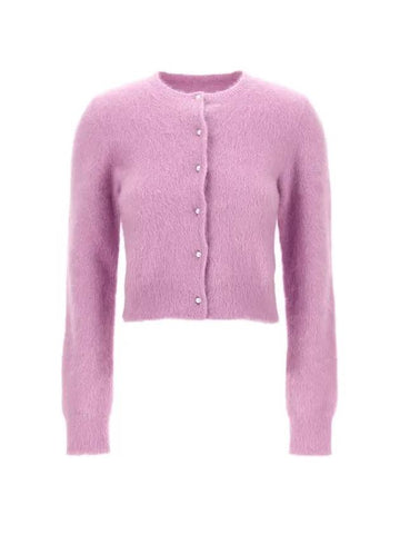 Pearl Button Back Stitch Angora Short Cardigan Lavender - MAISON MARGIELA - BALAAN 1