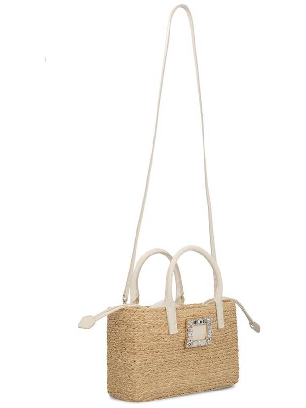 Women's VIVSKATE Straw Small Tote Bag Beige - ROGER VIVIER - BALAAN 4