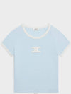 Women s Triomphe Cotton Jersey Short Sleeve T Shirt Pastel Blue Cream - CELINE - BALAAN 2