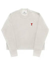 Red ADC Chain Stitch Heart Logo Knit Top Ivory - AMI - BALAAN 3