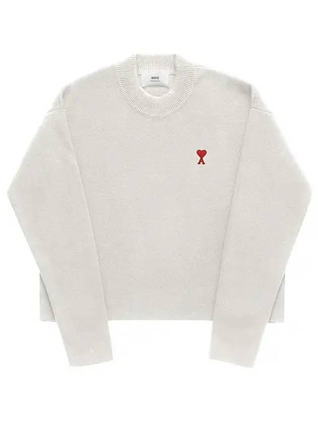 Red ADC Chain Stitch Heart Logo Knit Top Ivory - AMI - BALAAN 4