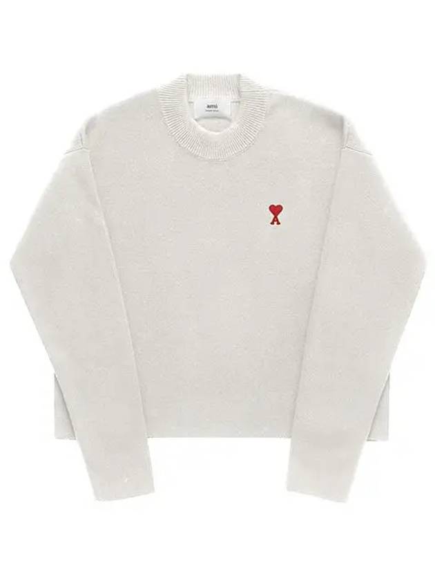 Red ADC Chain Stitch Heart Logo Knit Top Ivory - AMI - BALAAN 2