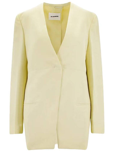 Women's Split Back V-Neck Blazer Jacket Yellow - JIL SANDER - BALAAN 1