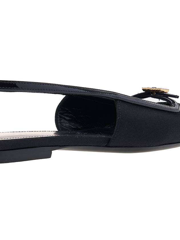 Blade Ottoman Fabric Patent Leather Slingback Flats Black - SAINT LAURENT - BALAAN 11