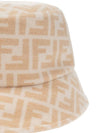 FF Jacquard Wool Silk Bucket Hat Beige - FENDI - BALAAN.