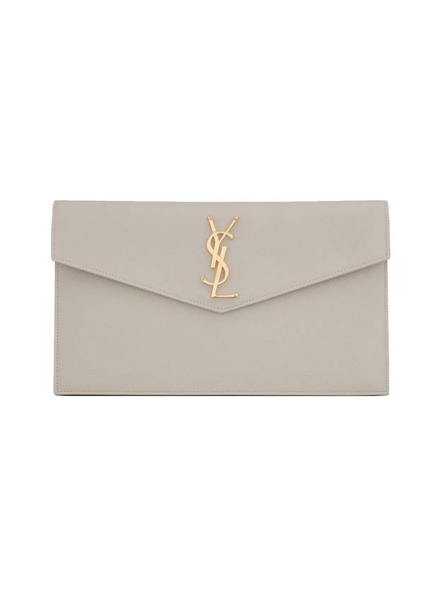 Uptown Grain de Poudre Embossed Leather Clutch Bag Blanc Vintage - SAINT LAURENT - BALAAN 1