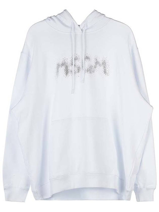 Rhinestone Logo Print Hooded Top White - MSGM - BALAAN 2