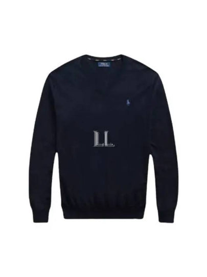 Embroidery Logo V Neck Knit Top Navy - POLO RALPH LAUREN - BALAAN 2