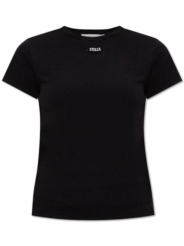 Stella McCartney T-shirt With Logo-shaped Applique, Women's, Black - STELLA MCCARTNEY - BALAAN 1