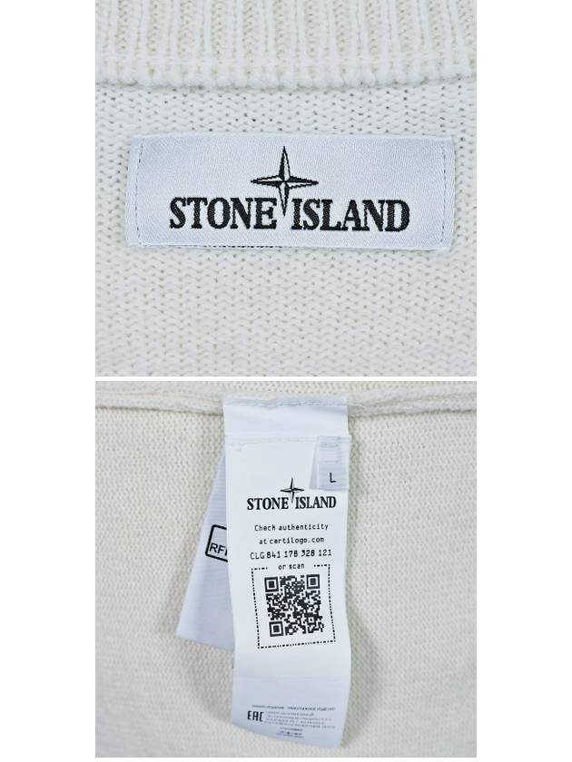 Wappen Patch Crew Neck Wool Knit Top White - STONE ISLAND - BALAAN 9